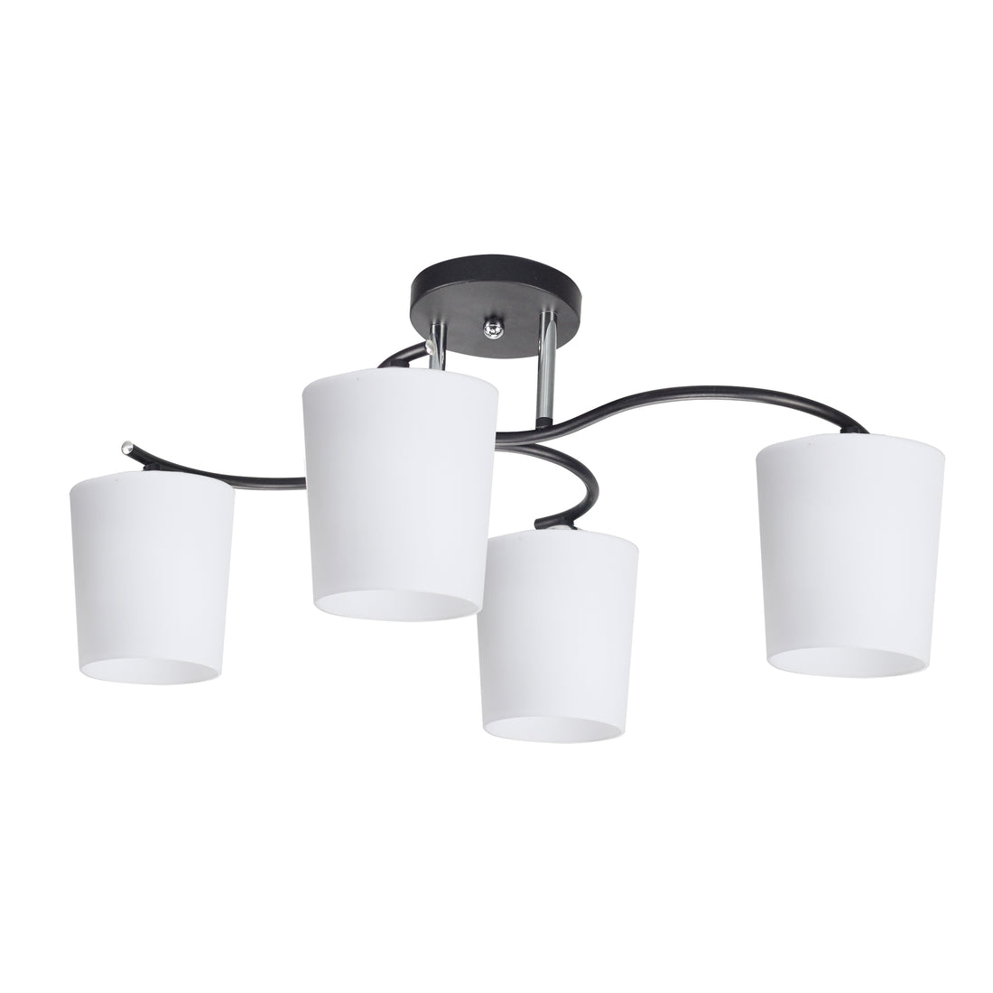 Plafonnier 4 Lampes Acier Verre