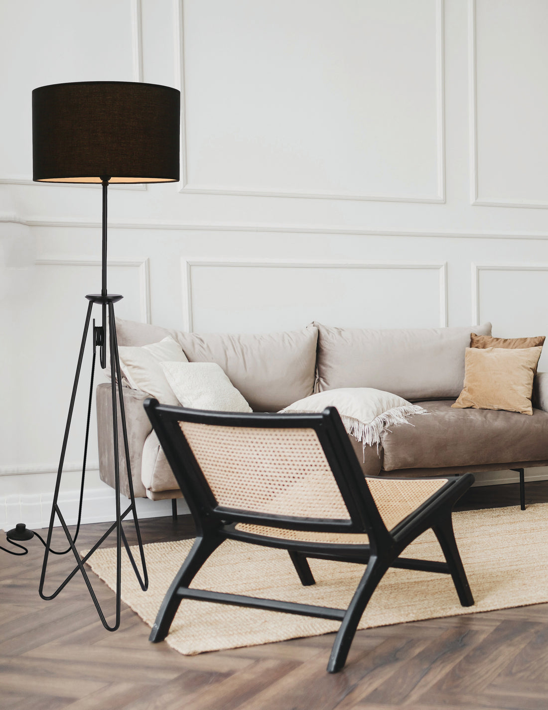 Lampadaire Métal Tissu E27 · photo 2