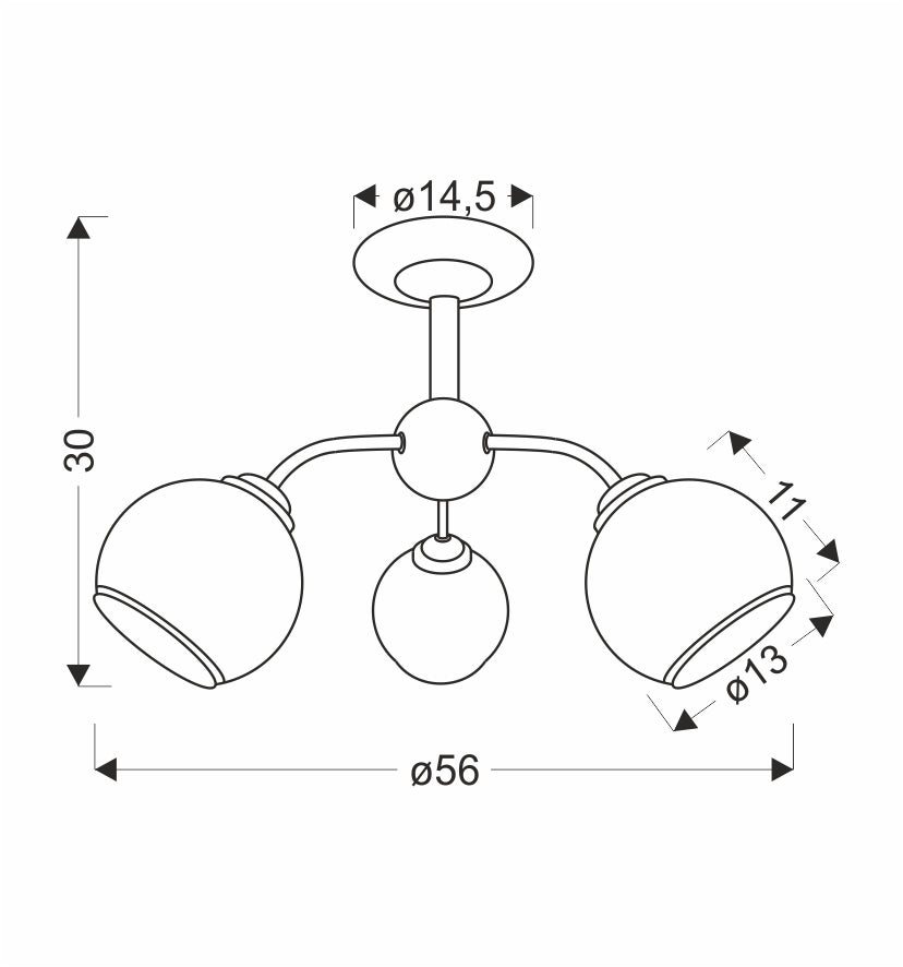 Plafonnier 3 Lampes Acier Verre Noir Blanc · photo 3