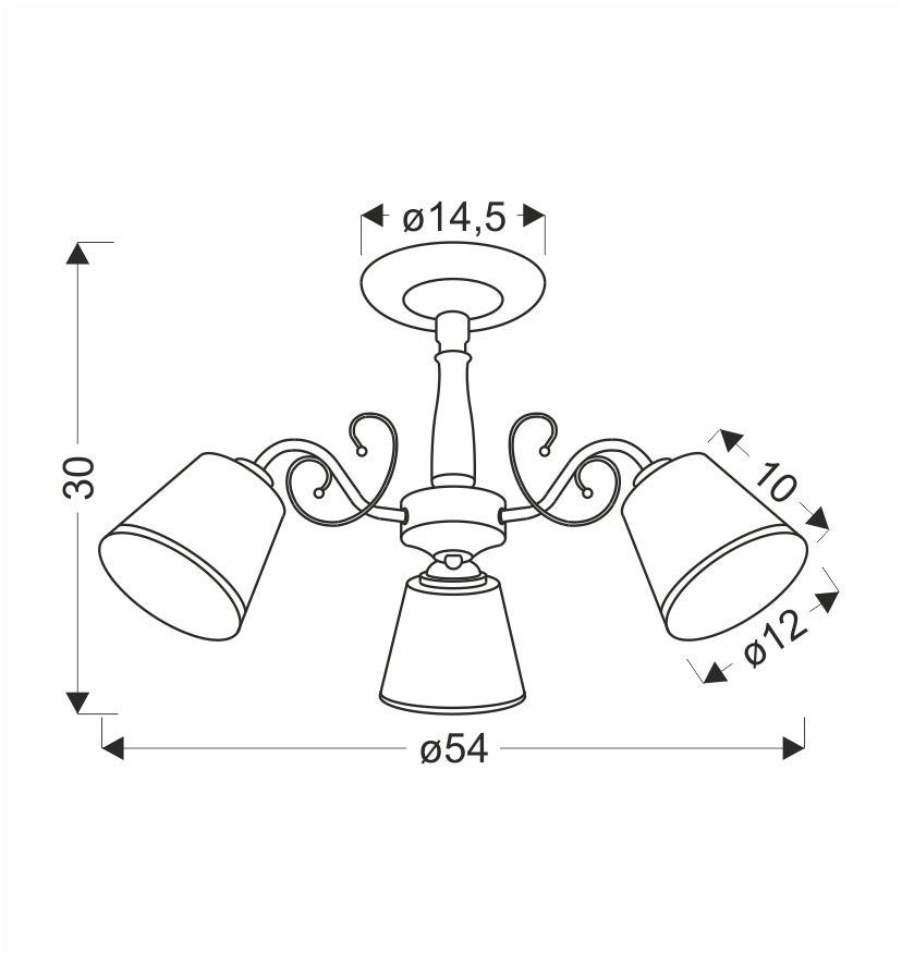 Plafonnier 3 Lampes Acier Verre Antique Laiton · photo 3