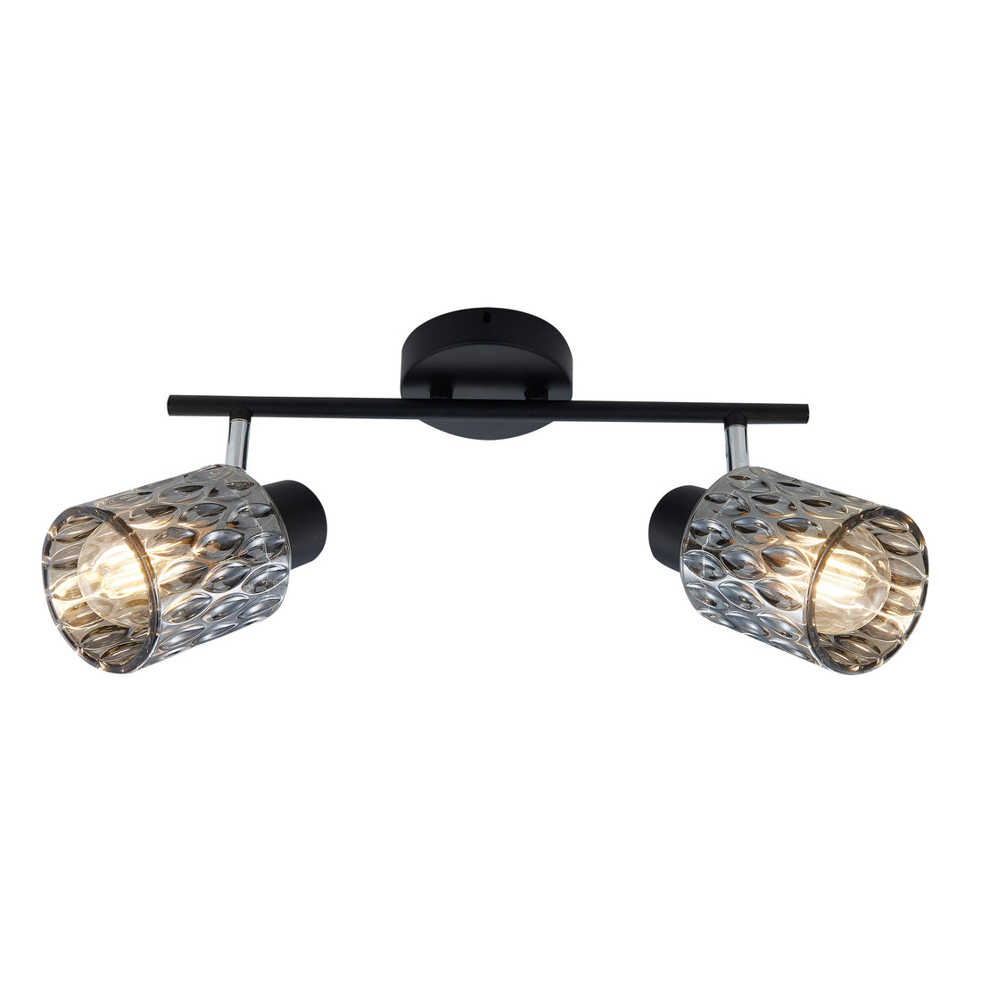 Plafonnier 2 Lampes Acier Verre Noir