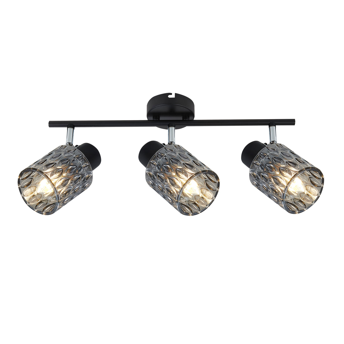 Plafonnier 3 Lampes Acier Verre Noir