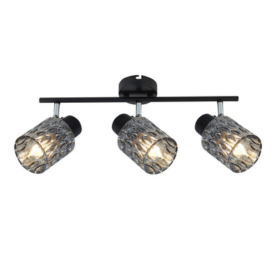 Spot 3 Lampes Acier Verre Noir