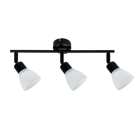 Plafonnier 3 Lampes Acier Verre Noir