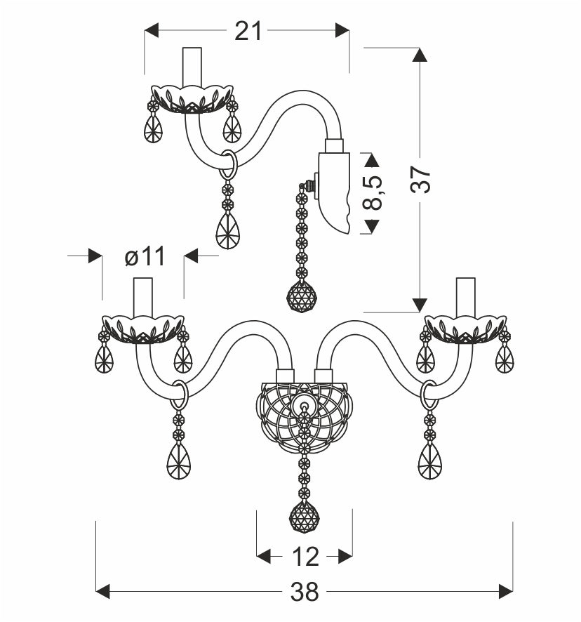 Applique murale 2 Lampes Transparent E14 · photo 3