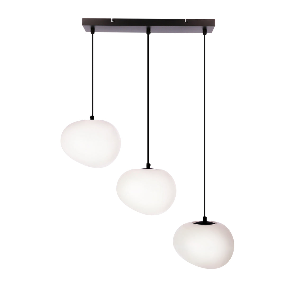 Suspension 3 Lampes Blanc et Noir · Stones