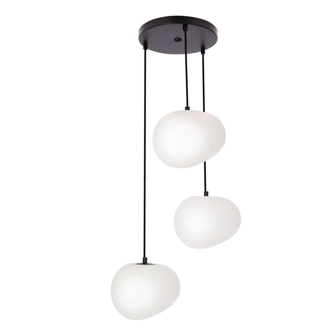 Suspension 3 Lampes Blanc et Noir · Stones