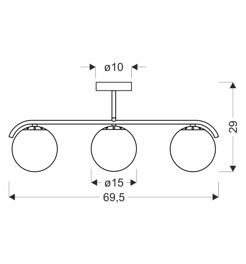 Suspension 3 Lampes Acier Verre Noir · Amadeo · photo 3