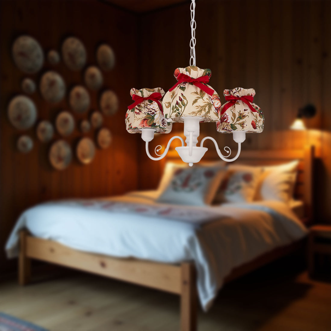 Suspension 3 Lampes Blanc et Rouge · Rozano · photo 2