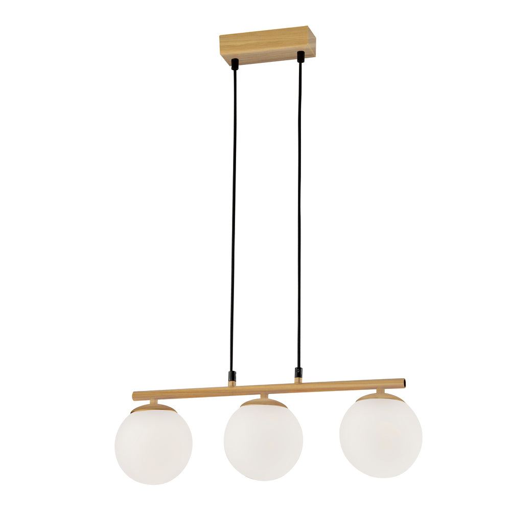 Suspension 3 Lampes Métal Verre Blanc