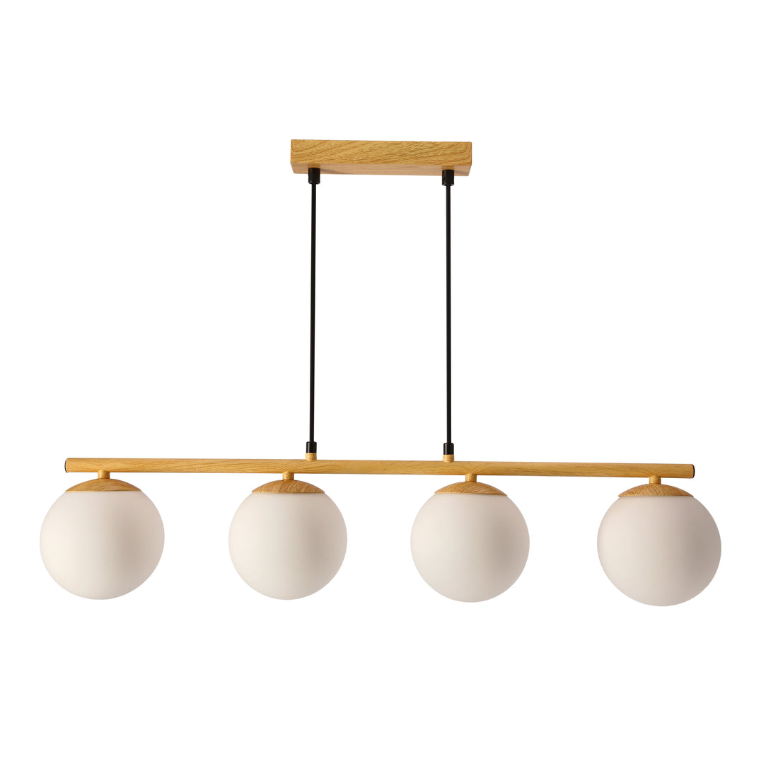 Suspension 4 Lampes Métal Verre Blanc