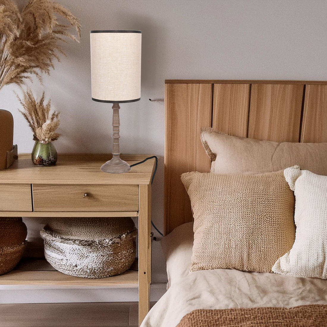 Lampe à poser Acier Tissu Gris · photo 3