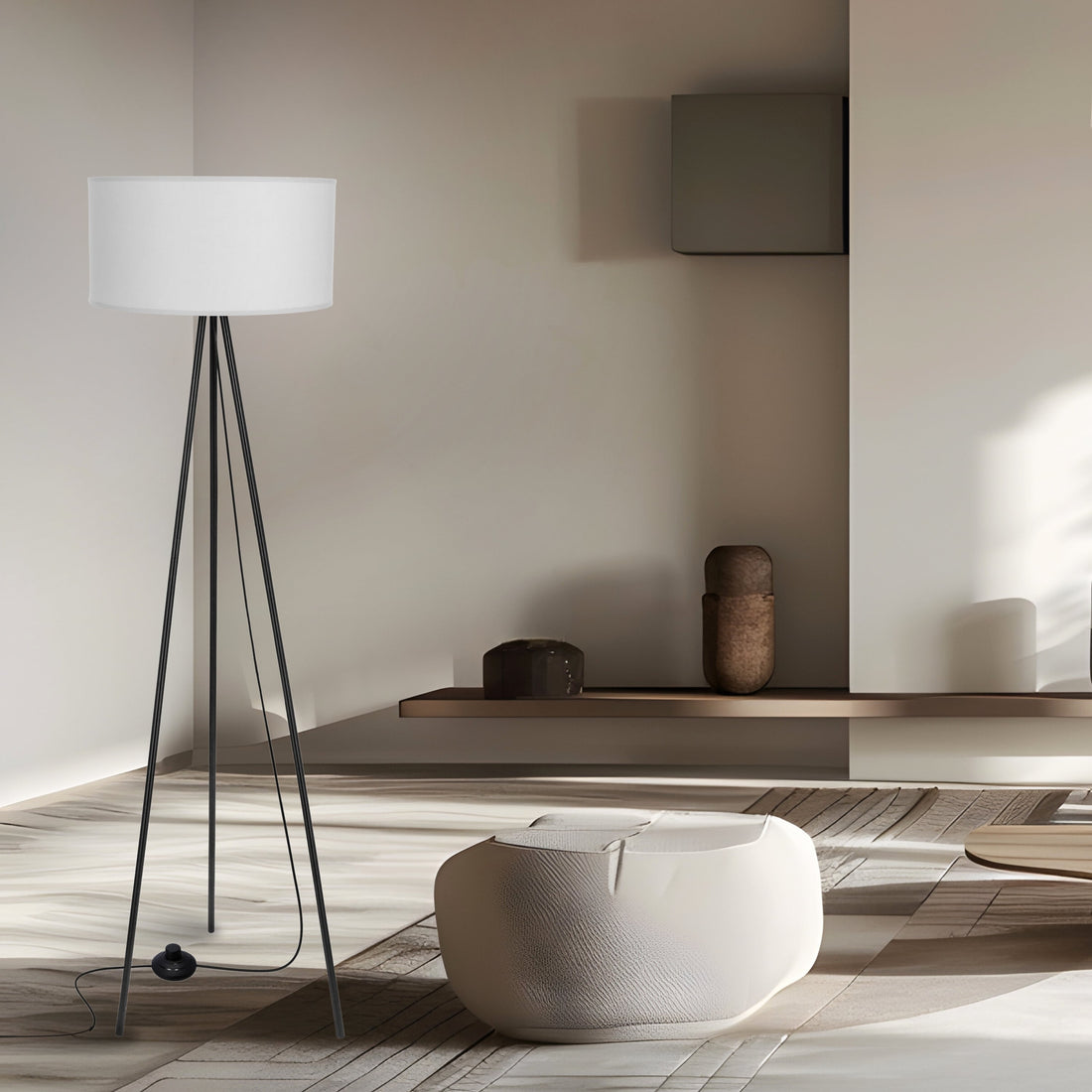 Lampadaire Acier Tissu Gris · Shanti · photo 2