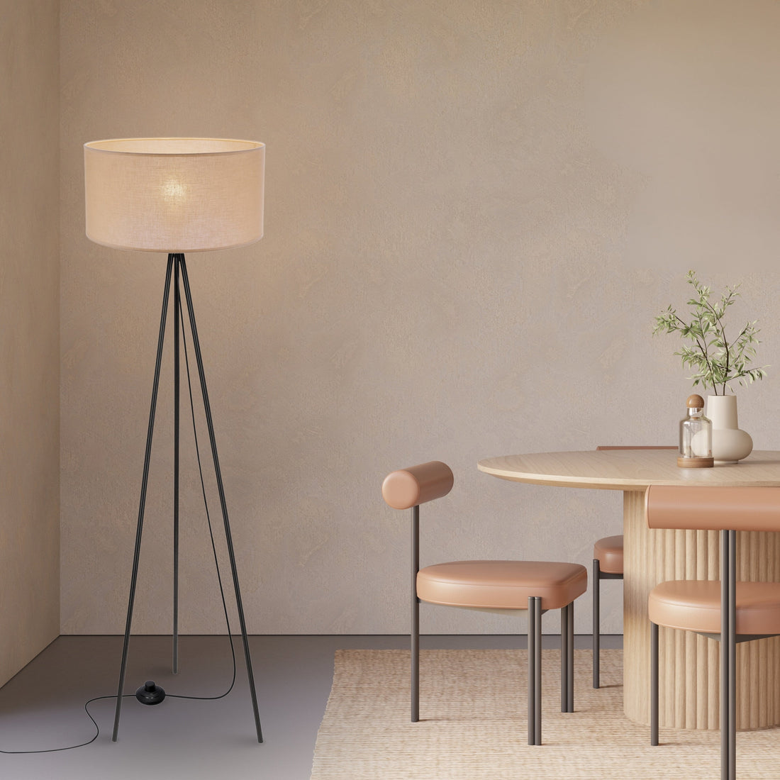 Lampadaire Acier Tissu Noir · Shanti · photo 2