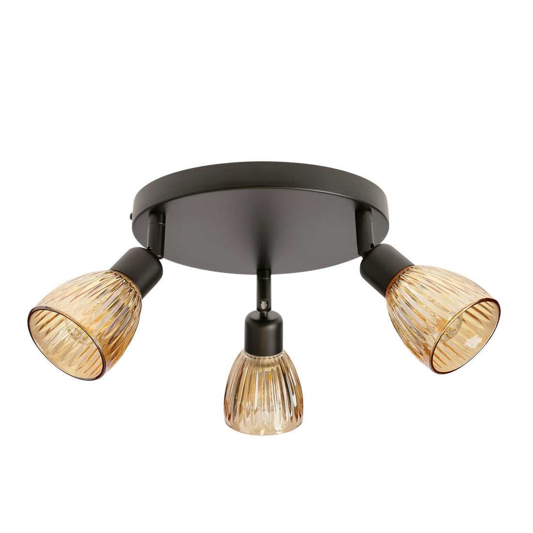 Plafonnier 3 Lampes Acier Verre Noir