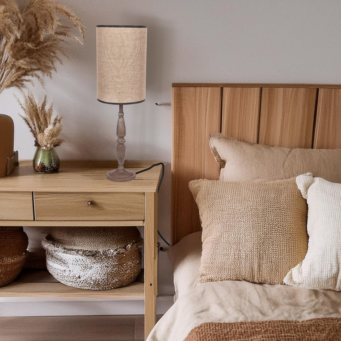 Lampe à poser Acier Tissu Gris · photo 3