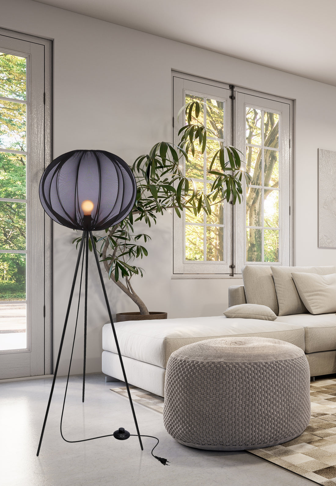 Lampadaire Acier Tissu Noir · Mellow · photo 2