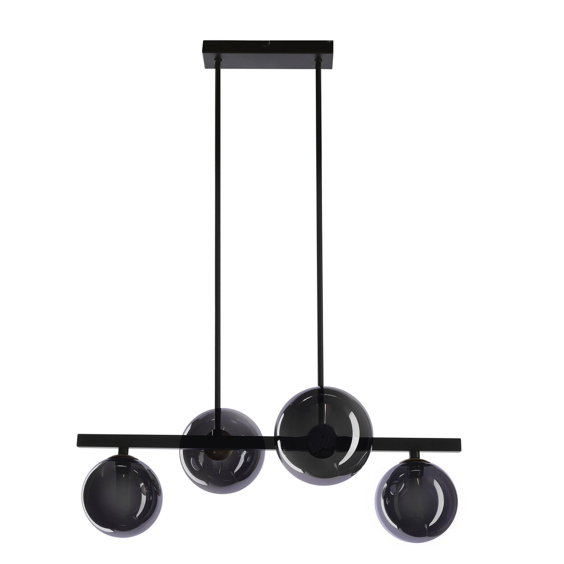 Plafonnier 4 Lampes Acier Verre Noir