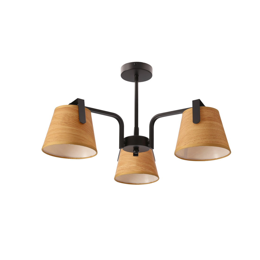 Plafonnier 3 Lampes Acier Marron