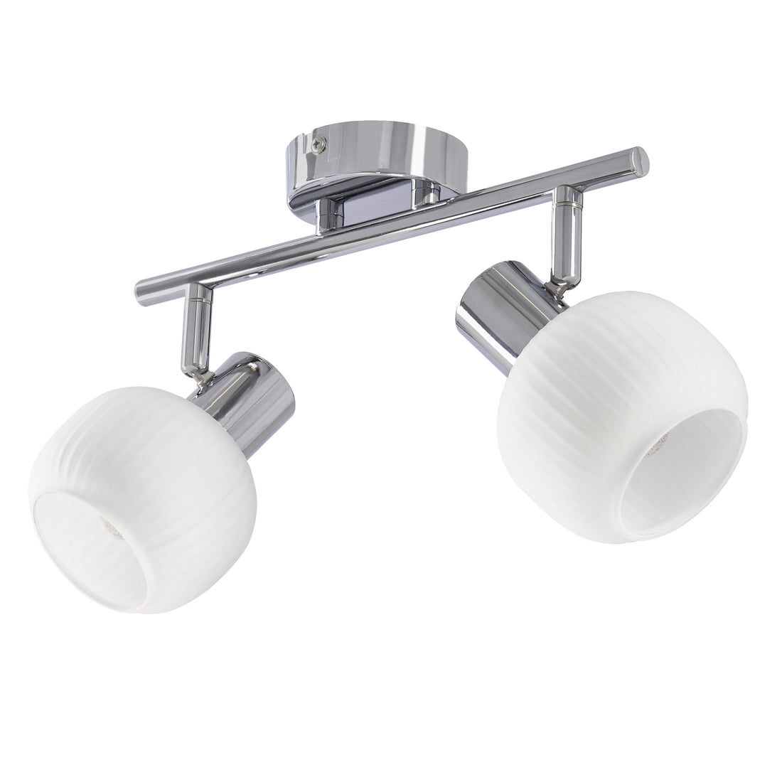 Plafonnier 2 Lampes Acier Verre Argenté