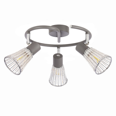 Plafonnier 3 Lampes Acier Gris