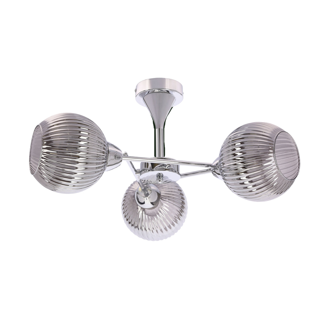 Suspension 3 Lampes Métal Verre Argenté