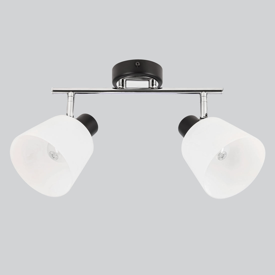 Plafonnier 2 Lampes Acier Verre Noir