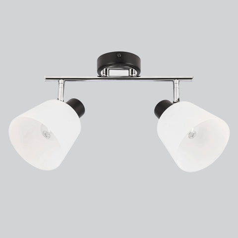 Plafonnier 2 Lampes Acier Verre Noir
