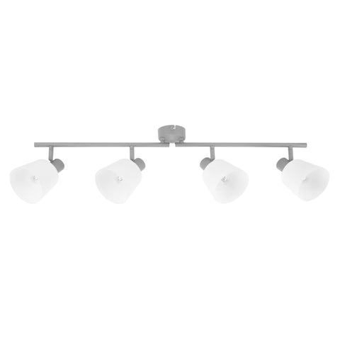 Plafonnier 4 Lampes Acier Verre Gris