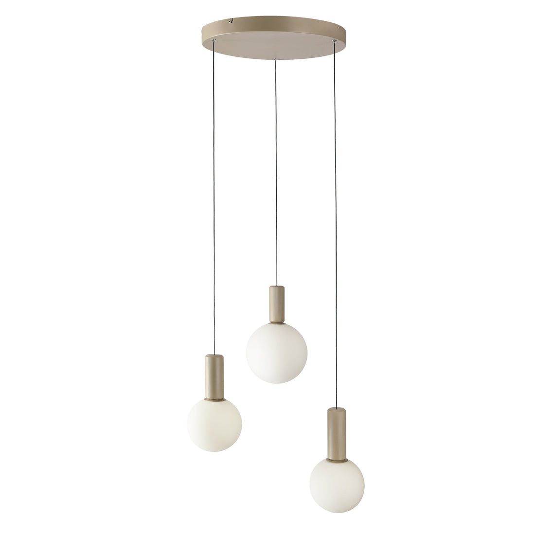 Suspension 3 Lampes Métal Verre Beige · Testa