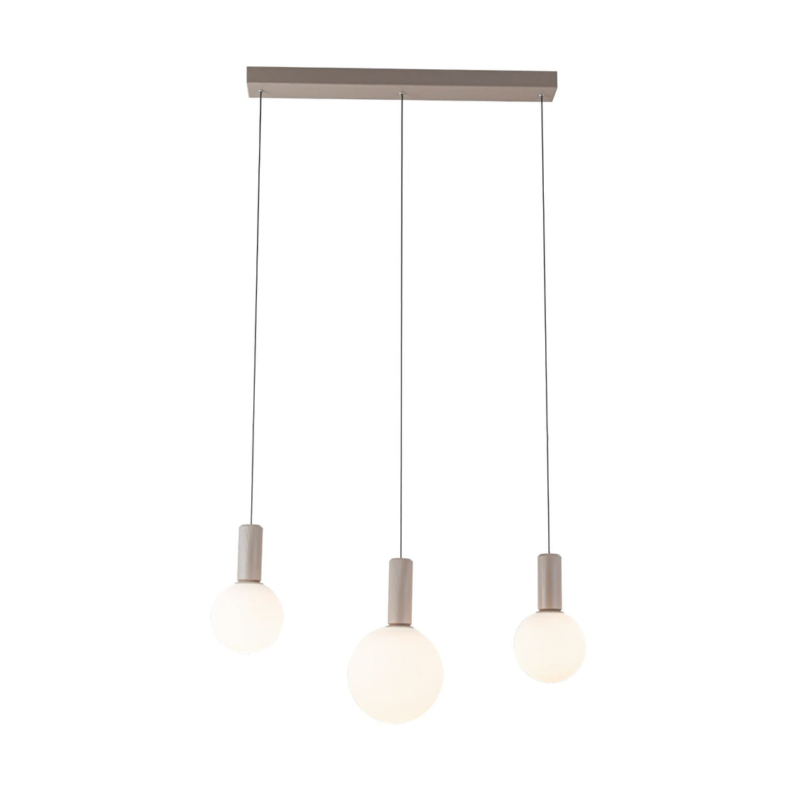 Suspension 3 Lampes Métal Verre Beige · Testa
