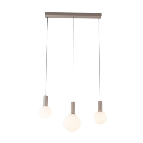 Suspension 3 Lampes Métal Verre Beige · Testa