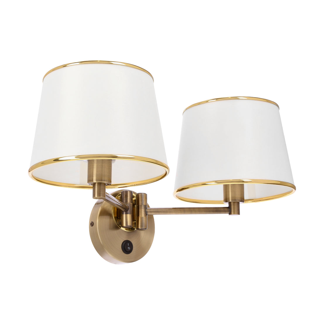 Applique murale 2 Lampes Acier Tissu Antique Laiton · Ibis