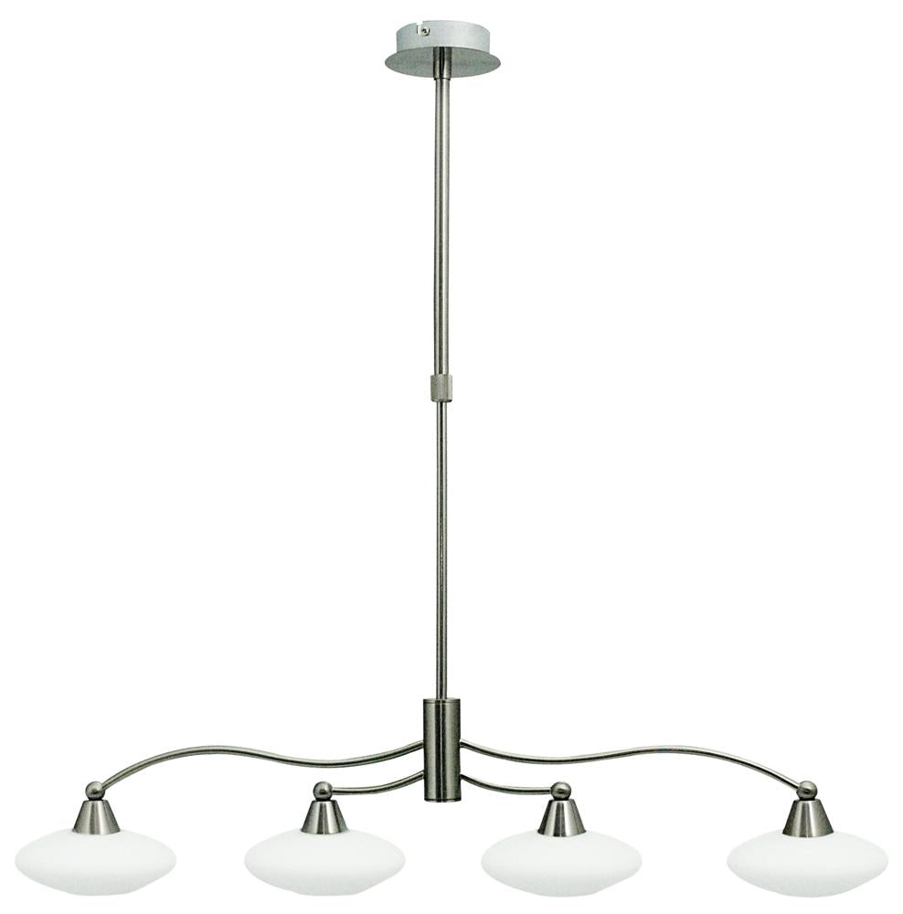 Suspension 4 Lampes Acier Verre Satiné · Elisa