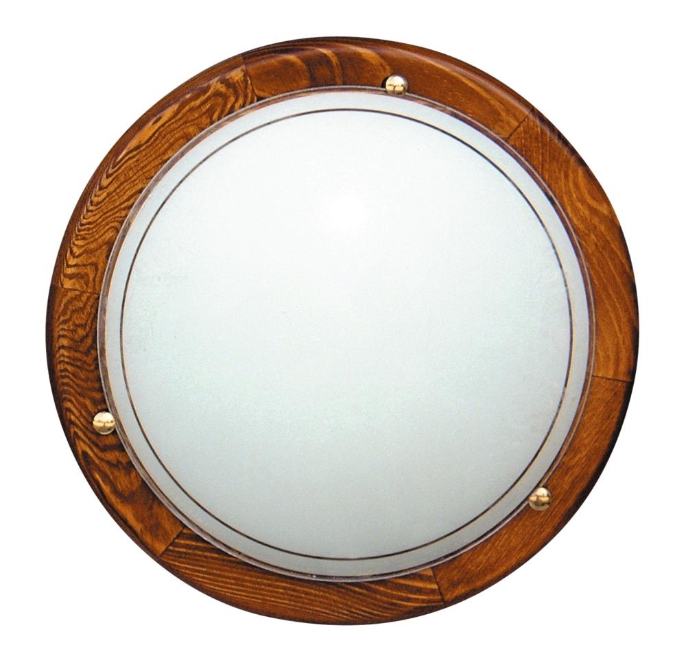 Plafonnier 2 Lampes Acier Verre Bois Chêne