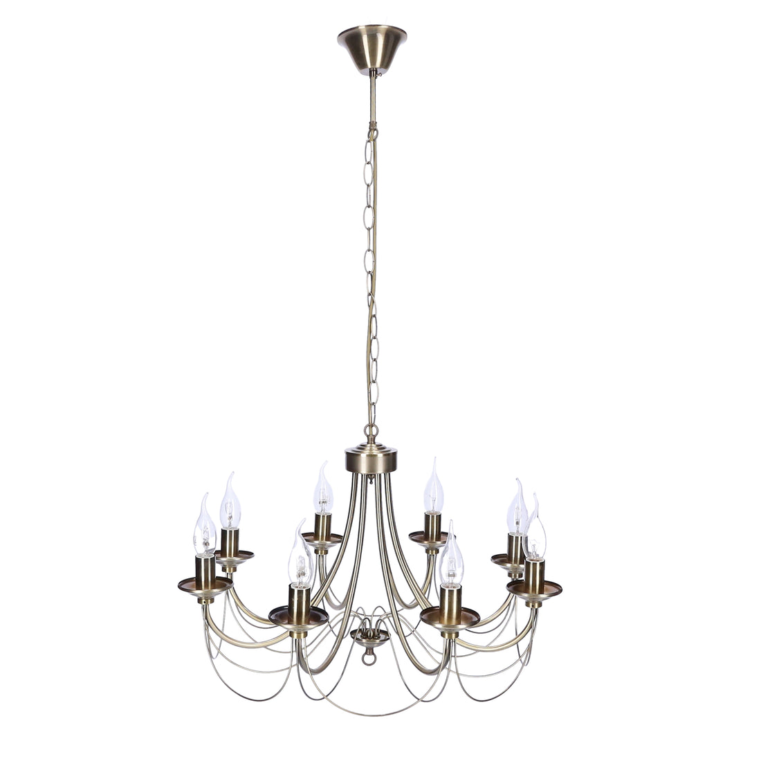 Suspension 8 Lampes Acier Antique Laiton · Muza