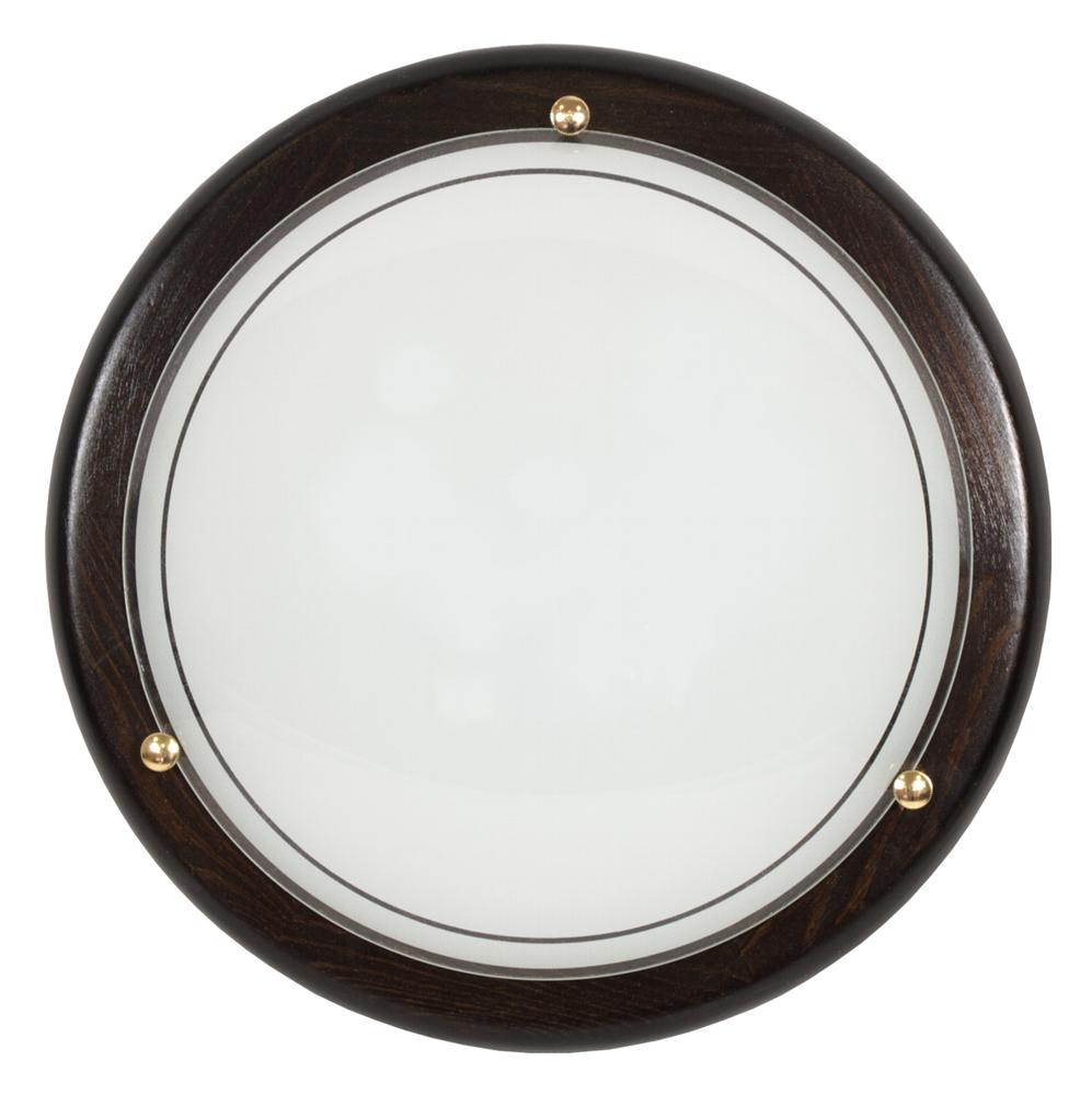 Plafonnier Acier Verre Bois Wengé