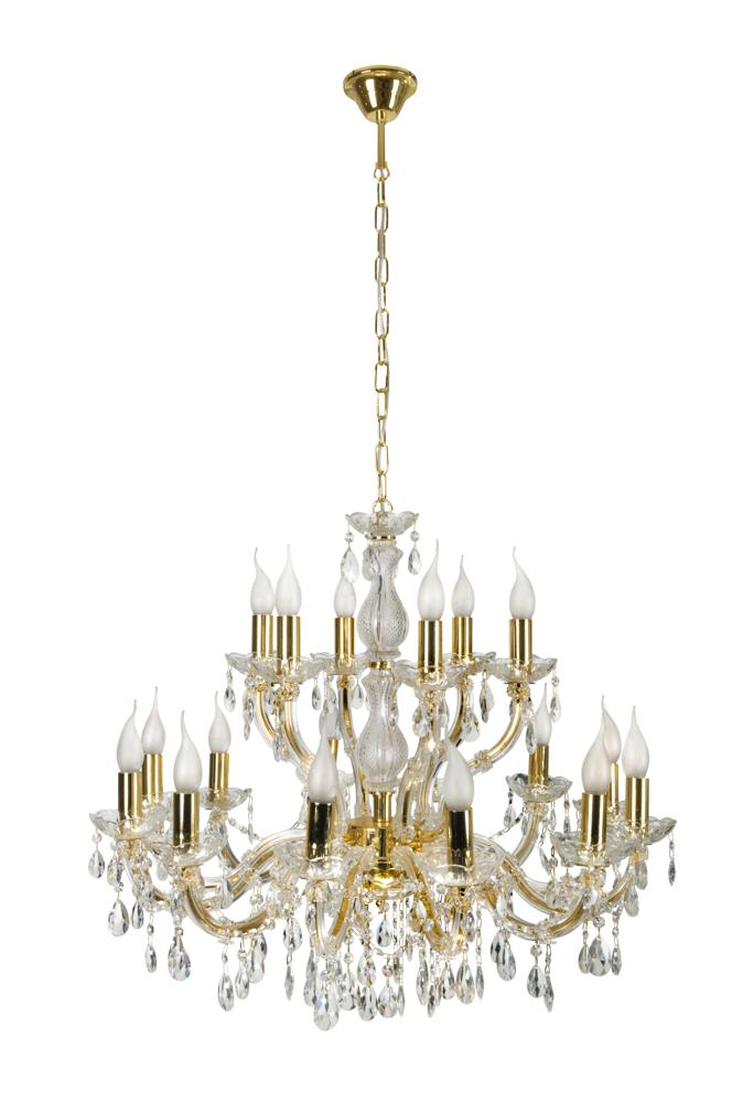 Suspension 18 Lampes Acier Verre Doré · Maria