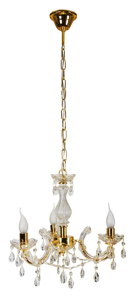 Suspension 3 Lampes Acier Verre Doré · Maria