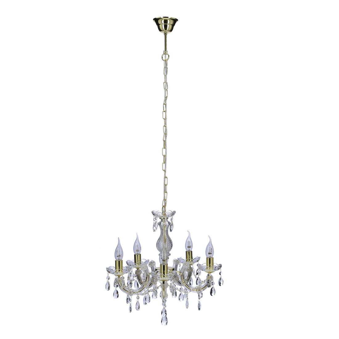 Suspension 5 Lampes Acier Verre Doré · Maria · photo 3