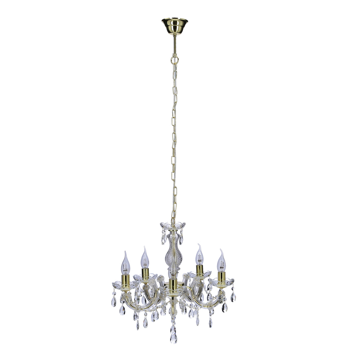 Suspension 5 Lampes Acier Verre Doré · Maria · photo 3