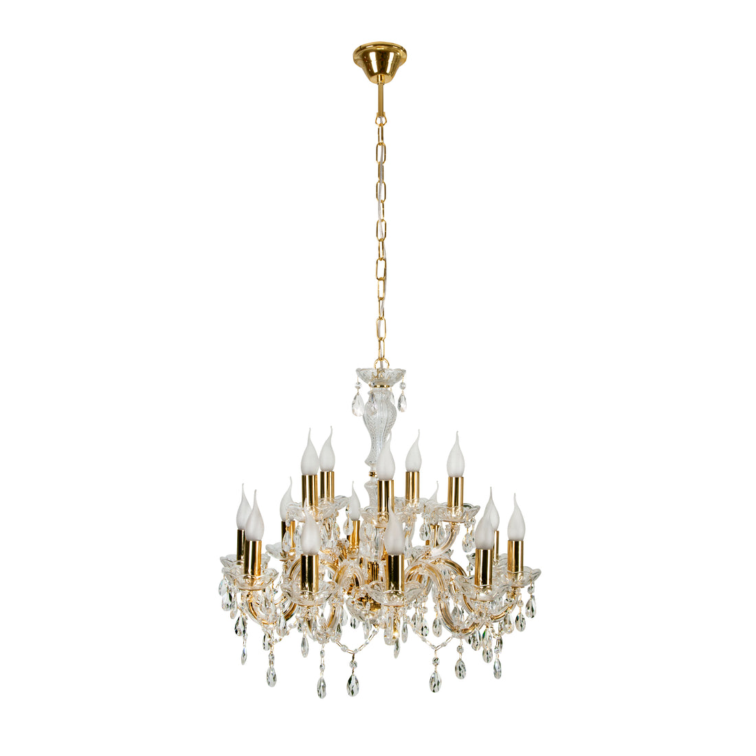 Suspension 5 Lampes Acier Verre Doré · Maria · photo 3