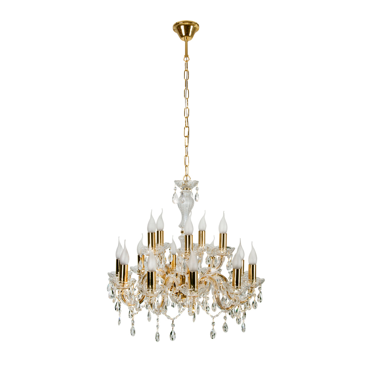 Suspension 5 Lampes Acier Verre Doré · Maria · photo 3