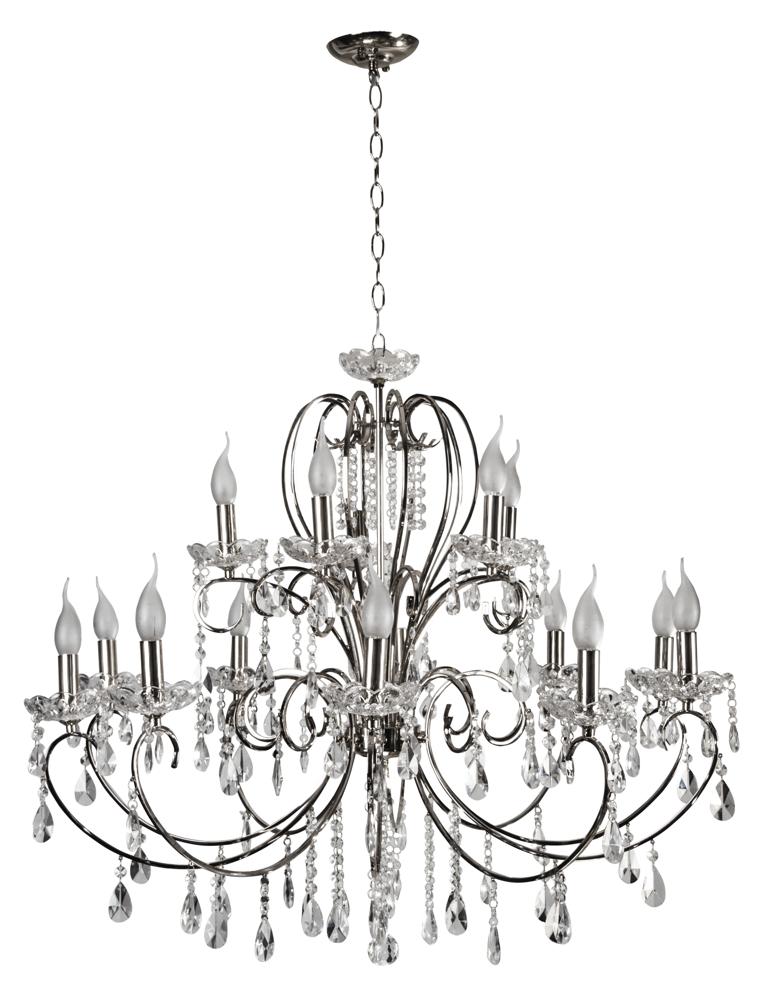 Suspension 15 Lampes Acier Verre Chromé · Aurora