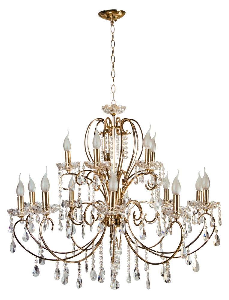 Suspension 15 Lampes Acier Verre Doré · Aurora