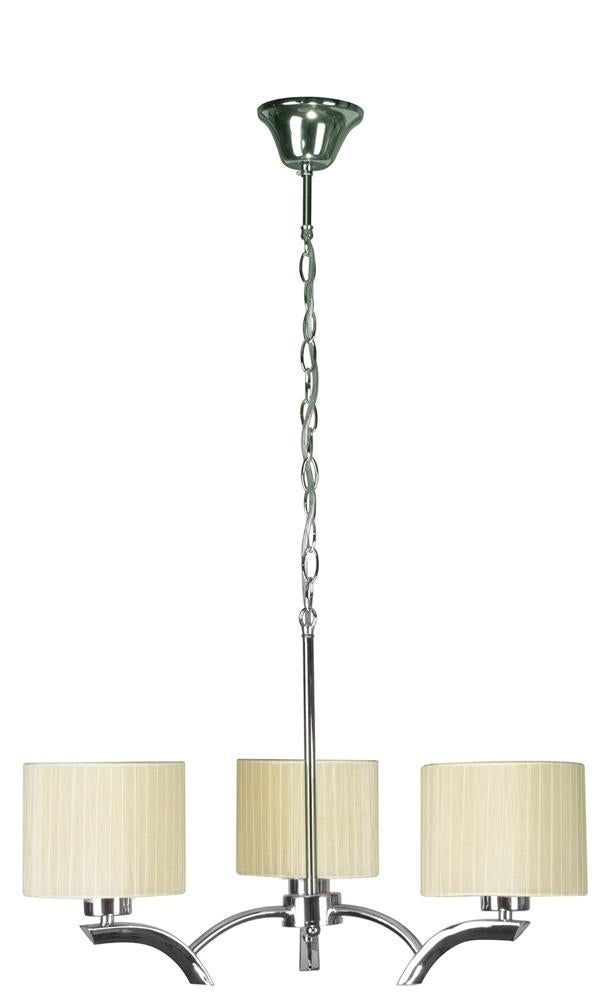 Suspension 3 Lampes Acier Crème · Draga