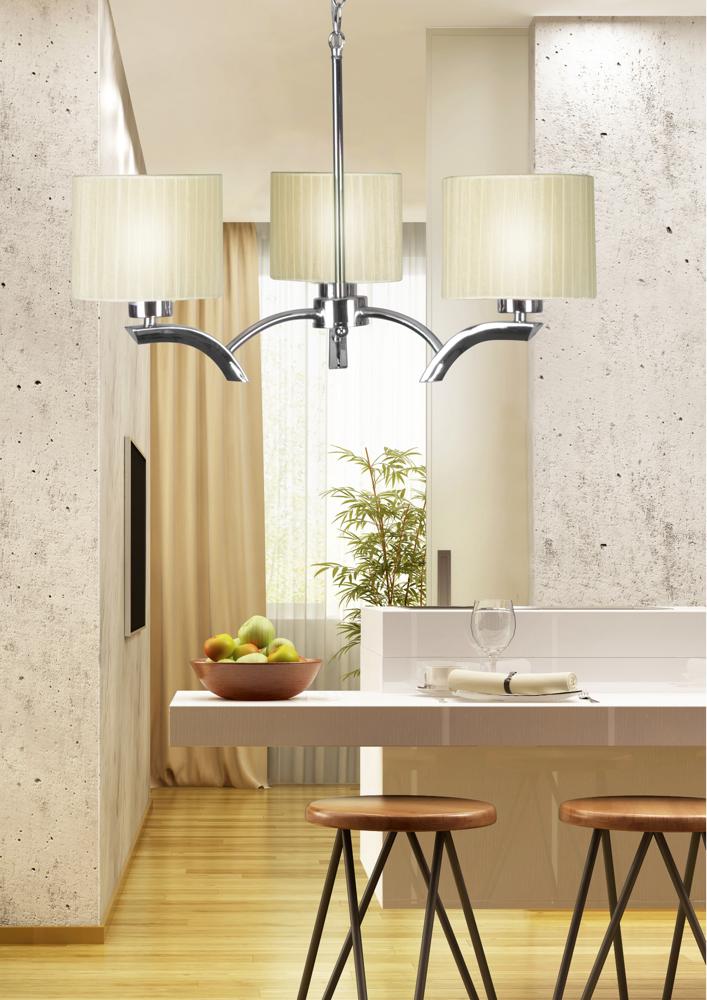 Suspension 3 Lampes Acier Crème · Draga · photo 3