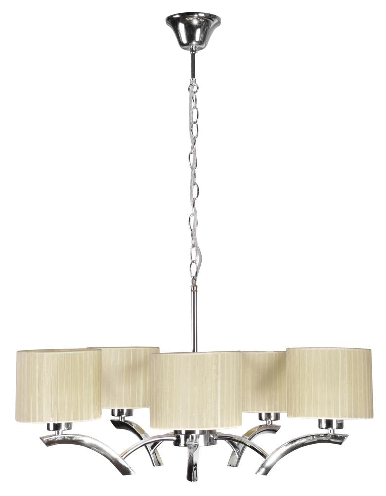 Suspension 5 Lampes Acier Crème · Draga