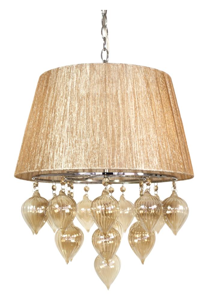 Suspension 3 Lampes Métal Gris et Beige · Elissa