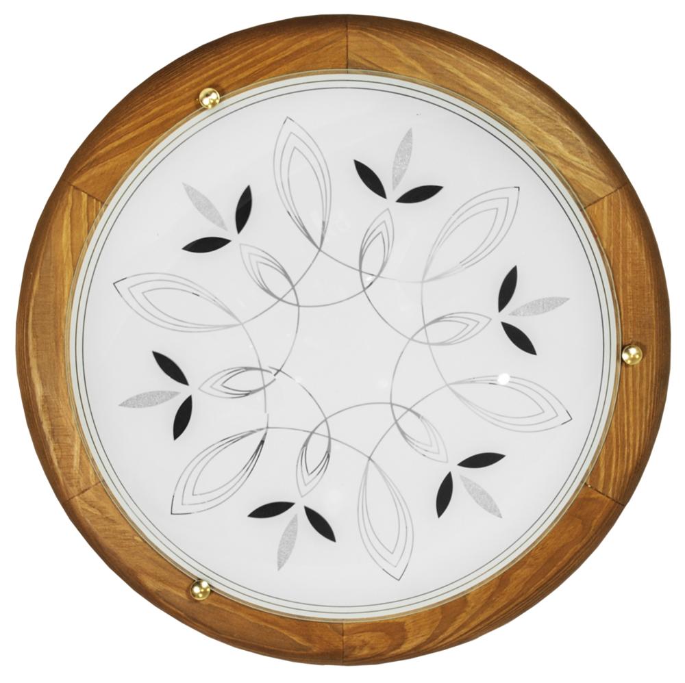 Plafonnier Acier Verre Chêne · Rustica
